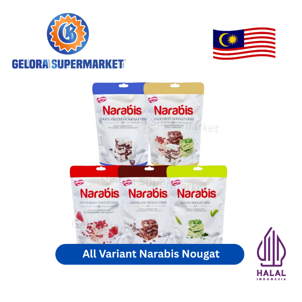 

Naraya Narabis Nougat - Assortment/Cookies&Cream/Strawberry/Chocolate/Matcha - Gelora Supermarket