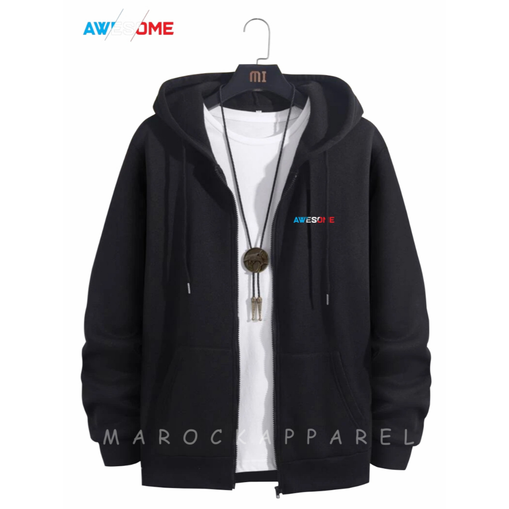 Sweater Hoodie Zipper Pria Awesome - Sweater Hoodie Distro Pria/wanita Resleting