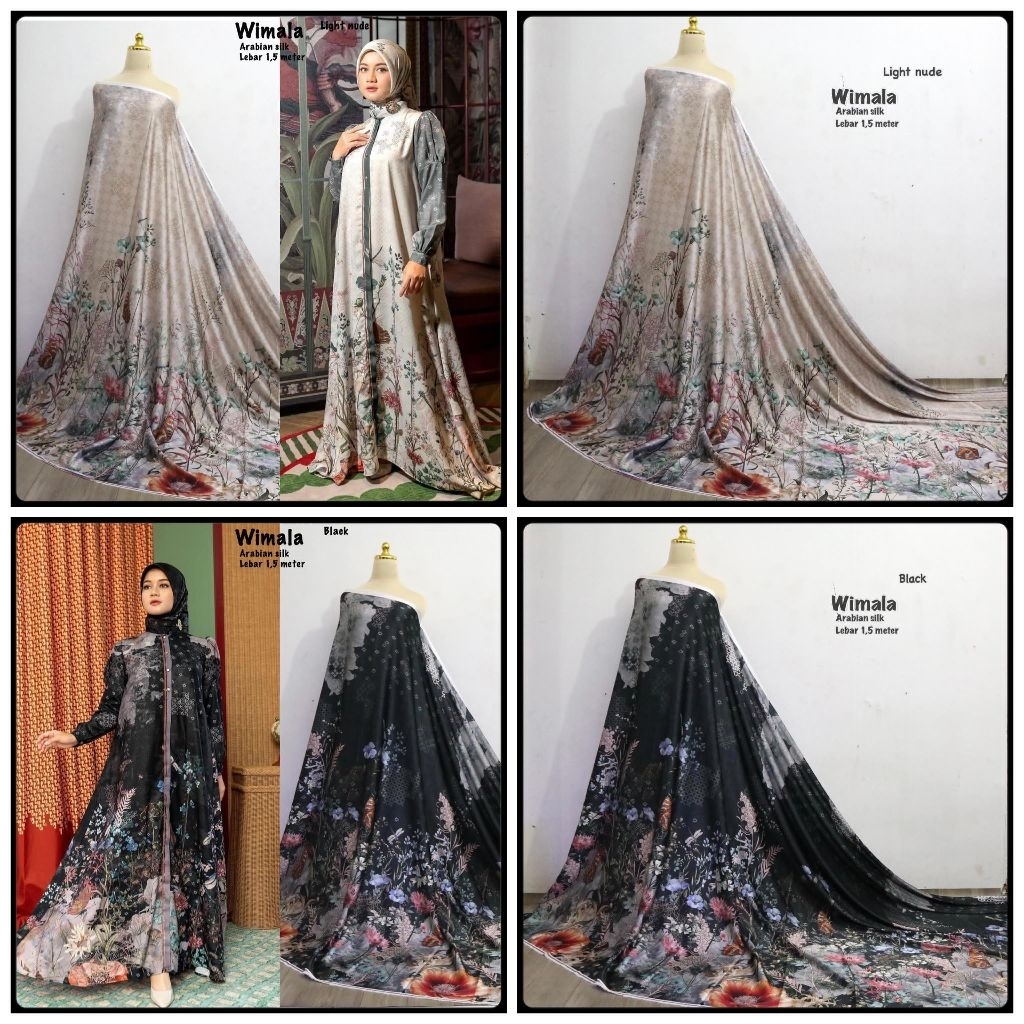 KAIN SUTRA ARABIAN SILK | MOTIF WIMALA | KAIN METERAN | KAIN GAMIS