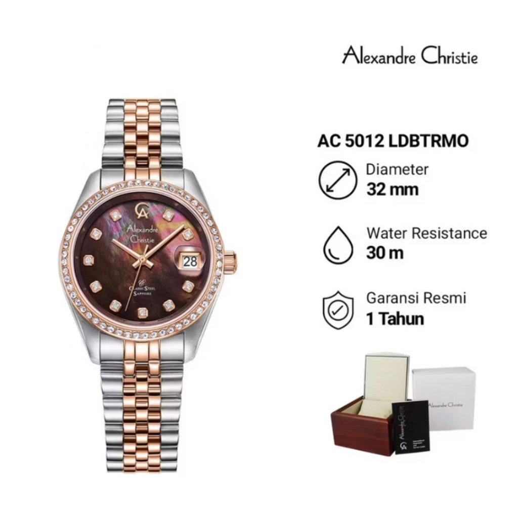 Jam Tangan Wanita Alexander Christie AC 5012 LDBTRMO Analog Stainless Steel Original Garansi