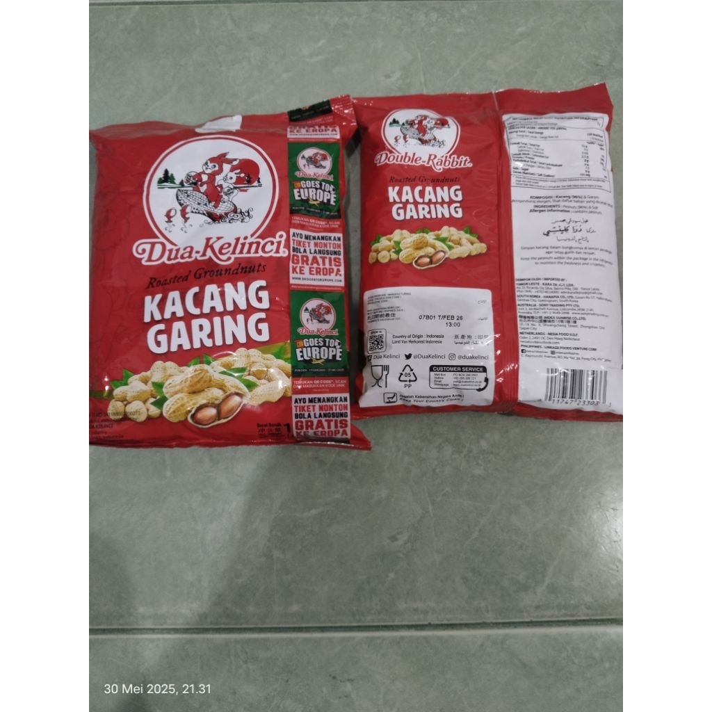 

KDK kacang garing dua kelinci kacang kulit roasted groundnuts 180g