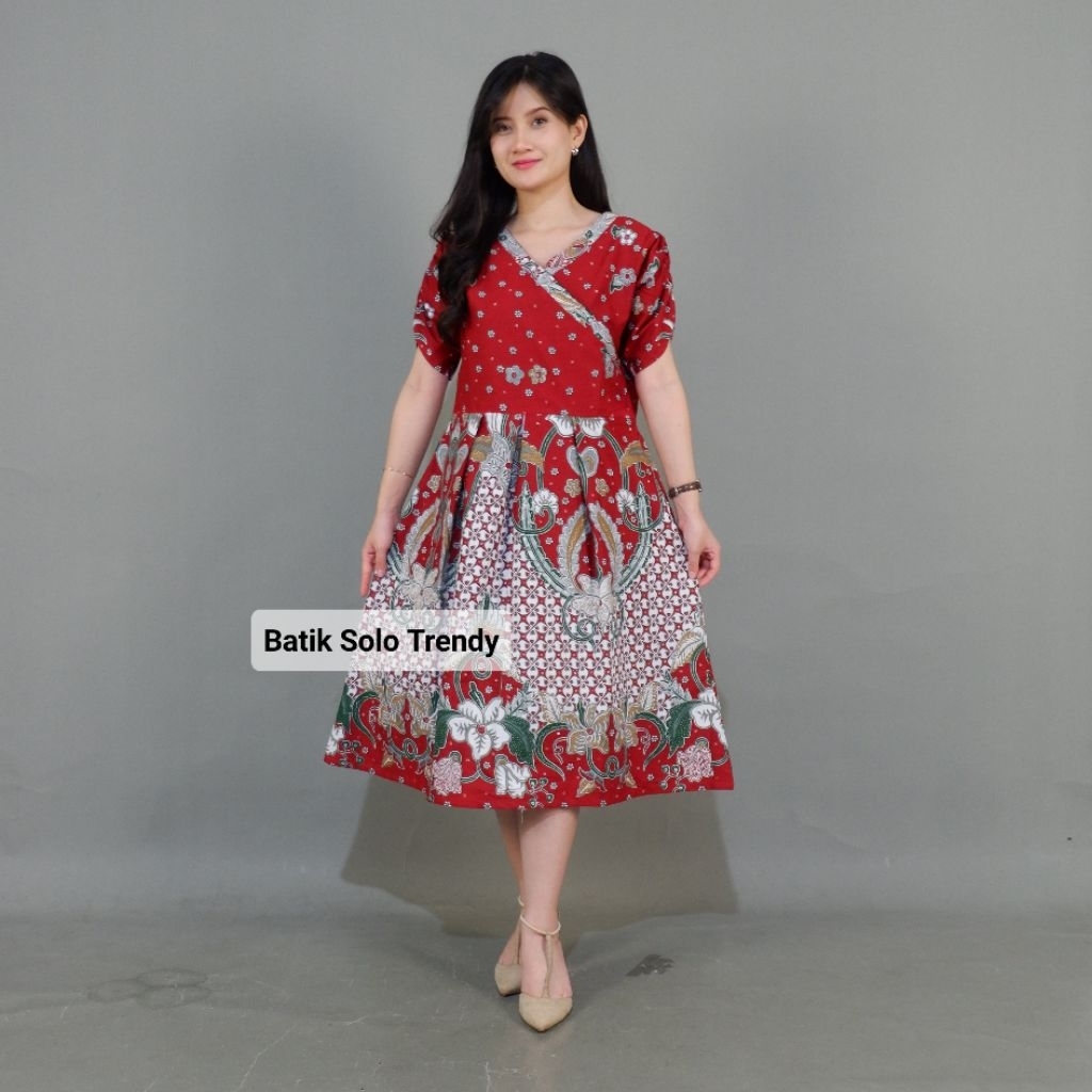 Batik Solo Trendy - Luna Dress Batik Yang Elegan Dan Mewah | Batik Wanita Cocok| Pakaian Kondangan