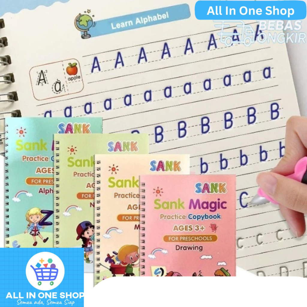 

Buku Belajar Tulis Anak Kecil Sank Magic Ajaib 1 Set isi 4 Book + pulpen Gambar