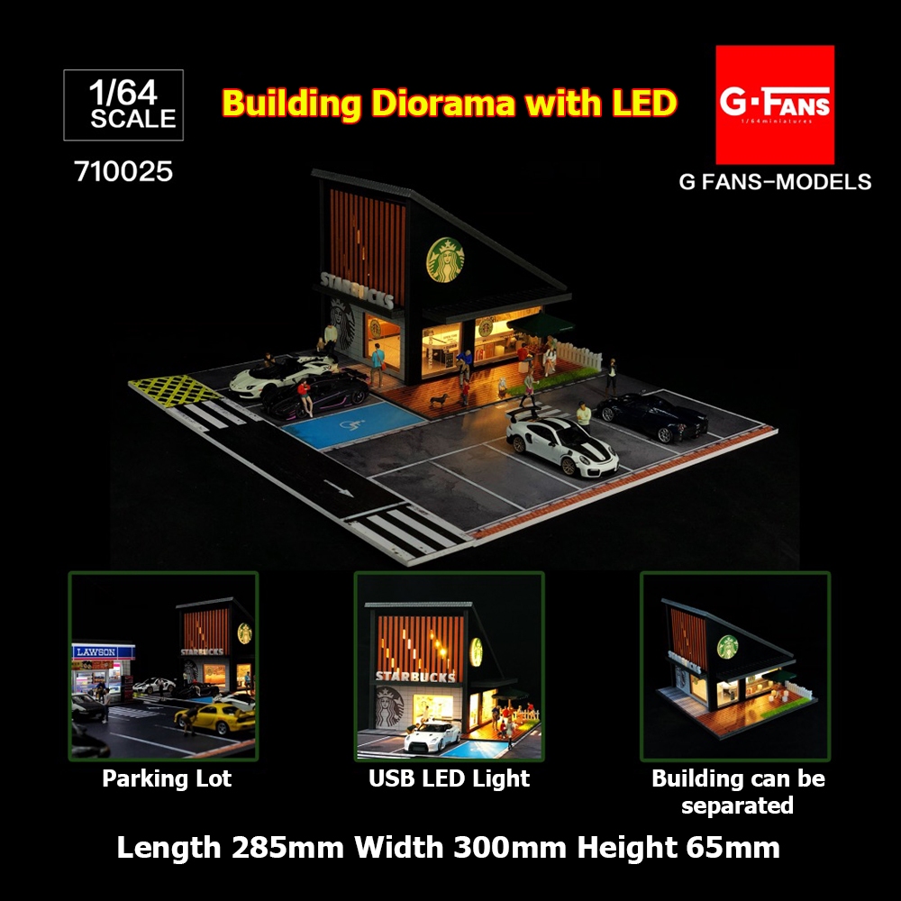 G-Fans Models 1/64 Premium Diorama Diecast Starbucks with LED Light