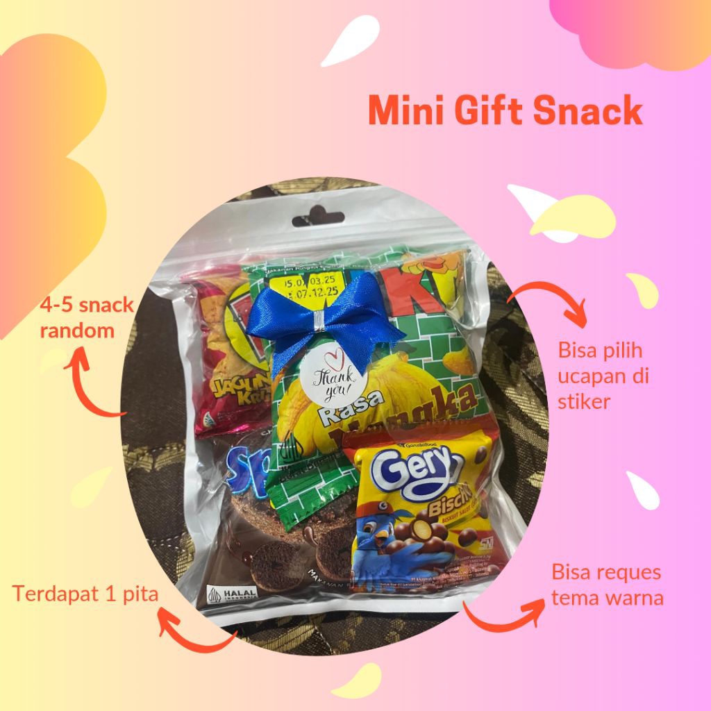 

Mini Gift Snack / Hampers Jajan untuk Hadiah Ulang Tahun, Wisuda, Jum'at Berkah