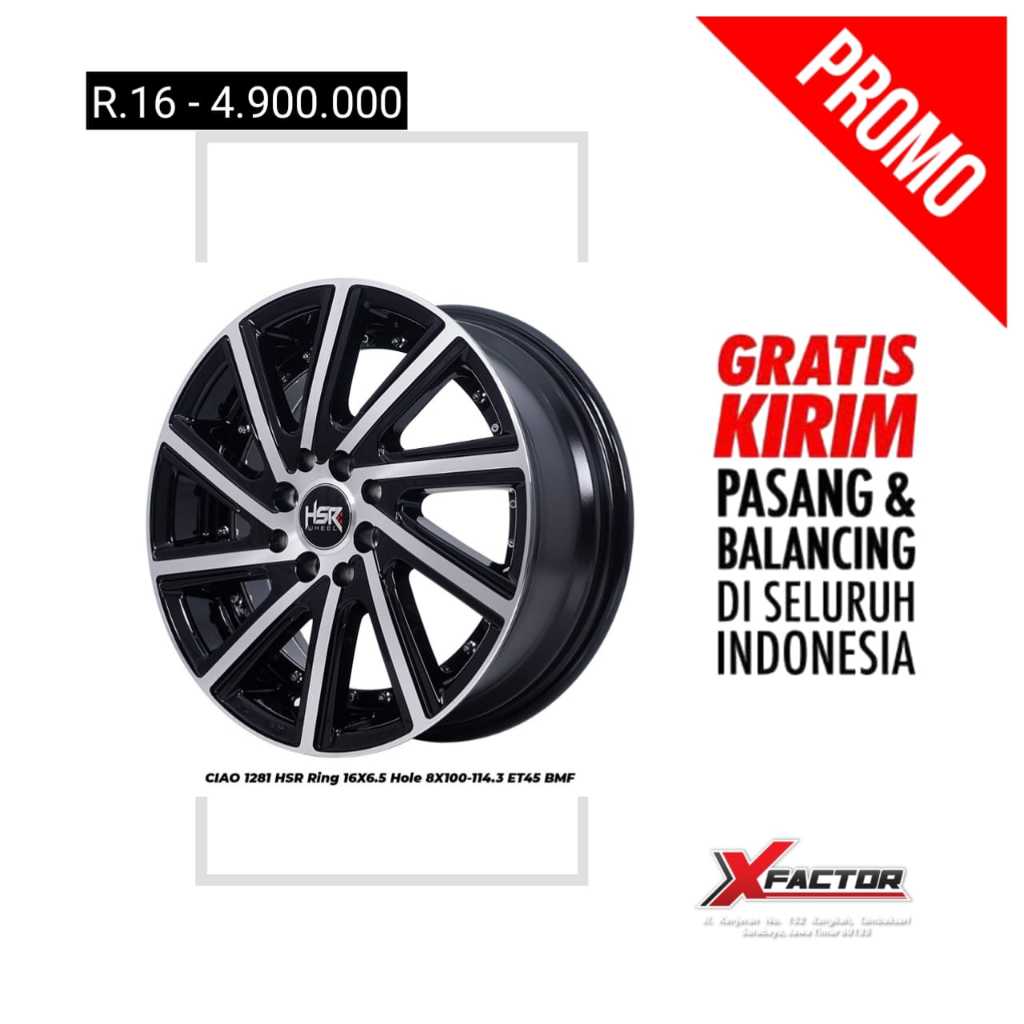 PROMO VELG MOBIL HSR R16 HSR CIAO R16X65 H8X100-114,3 ET45 BMF