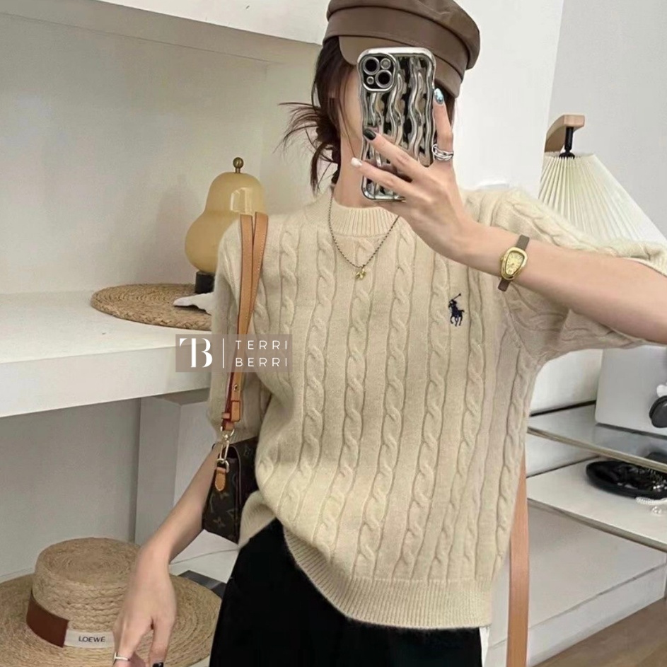 Premium Knit Blouse  Polo Korea RL  Atasan Rajut Kerah Wanita  Knit Top Basic Allsize Cewek Cable Kn