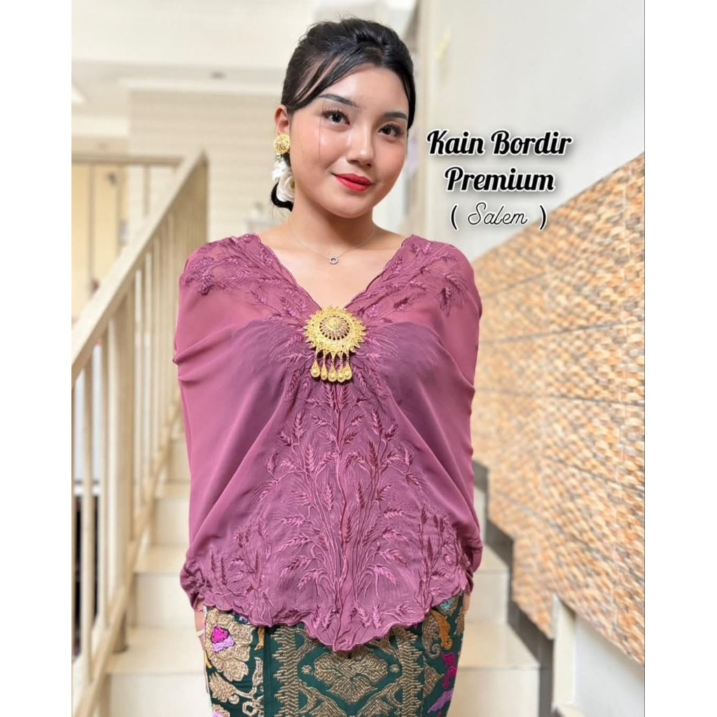 KAIN KEBAYA SUTRA CREPE BORDIR MOTIF DAUN // kebaya bordir bali // kebaya sifon
