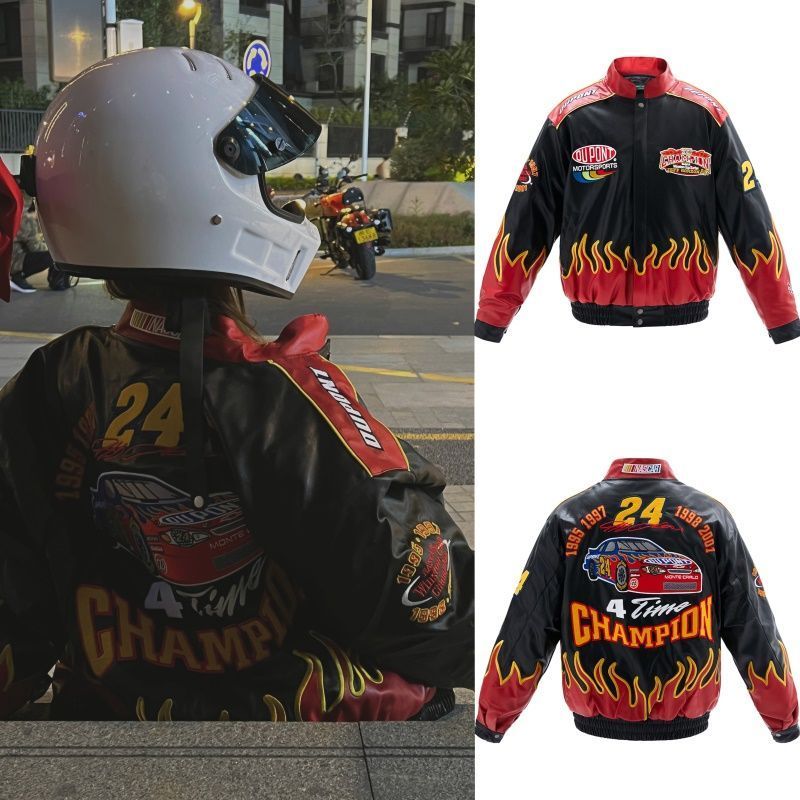 DuPont NASCAR 2001 Jacket | Jeff Gordon 24 Flames | Retro Racing Flex by PickPop Club