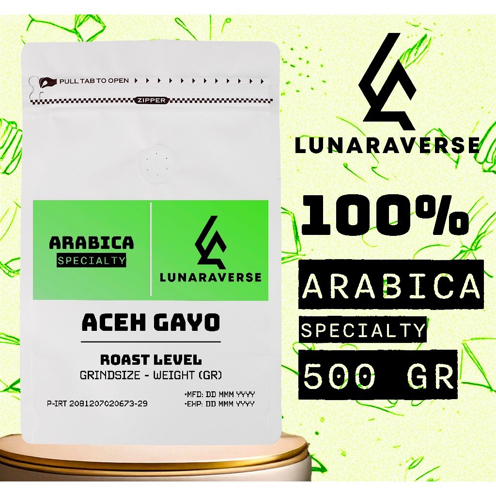 

Lunaraverse Biji Kopi / Bubuk Arabika 500gr - Specialty Arabica Aceh Gayo Coffee 500 gr