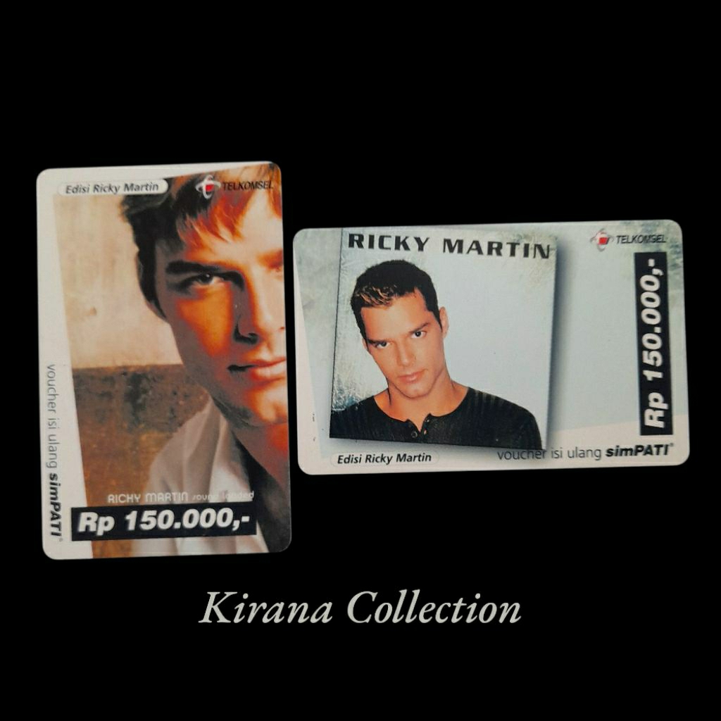 LOT T46 KOLEKSI KARTU TELEPON LAMA INDONESIA VOUCHER SIMPATI EDISI RICKY MARTIN 2PCS BEKAS