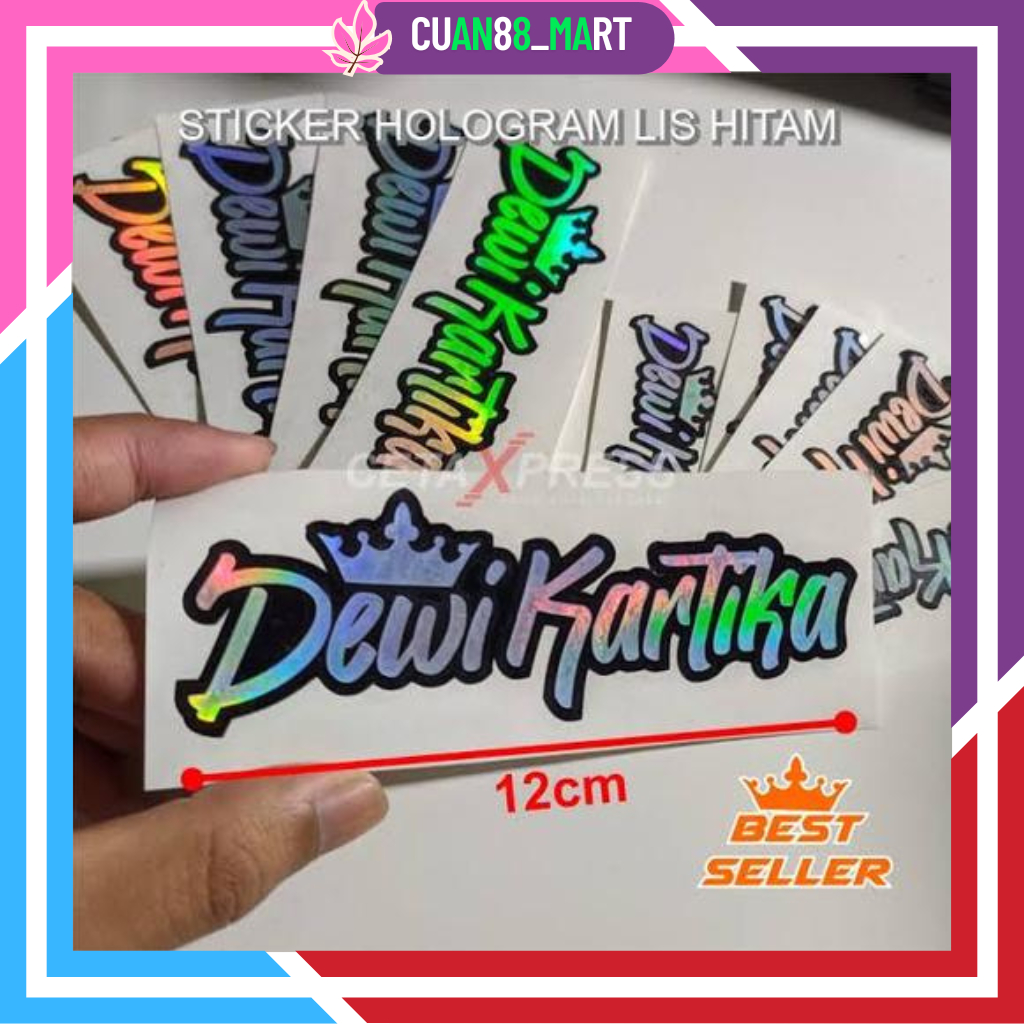 

【COD】【TERMURAH】Stiker Custom Nama Tulisan Cutting Hologram Mahkota Request Nama Bebas Timbul Anti Air Tanpa Minimal Order