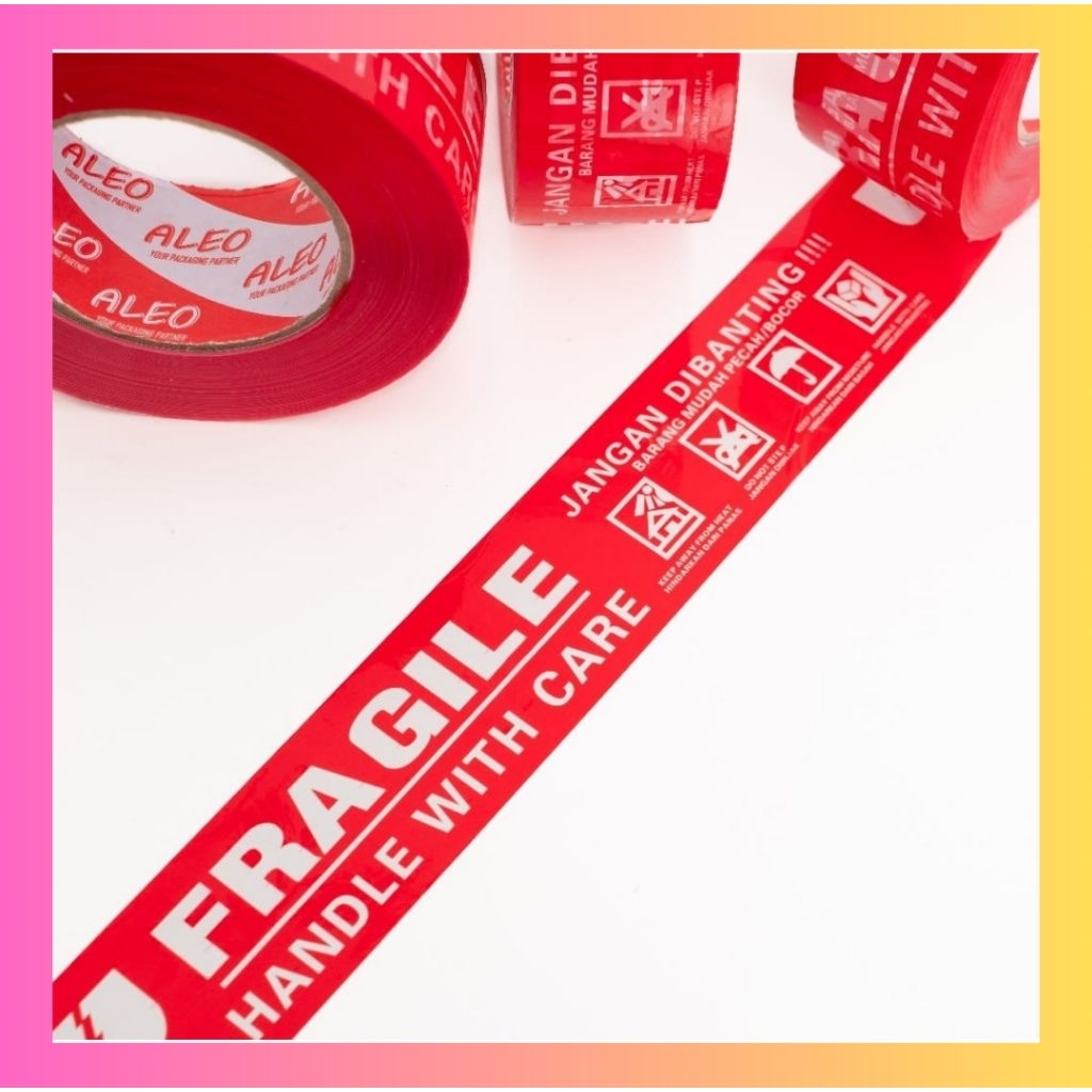 

Lakban Fragile Merah 48 mm 80 yard JANGAN DIBANTING dan Video Unboxing