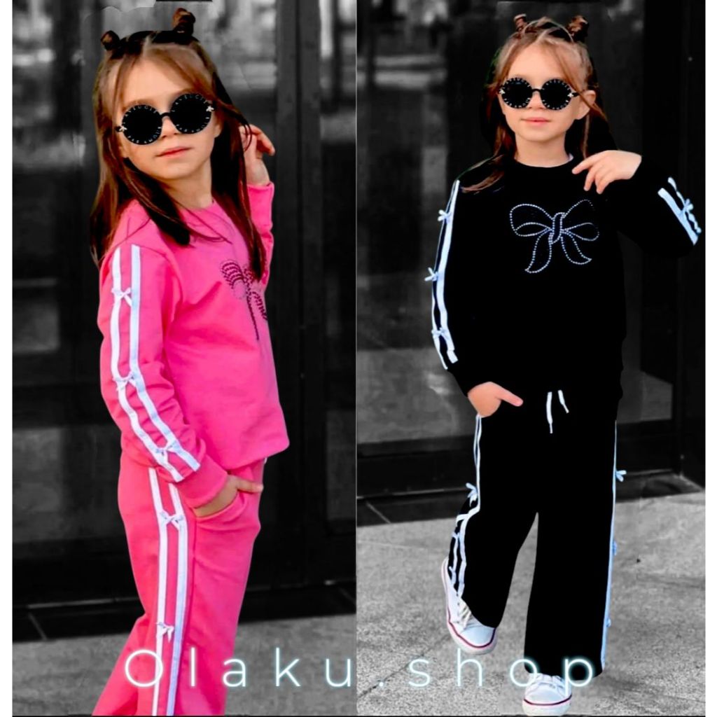 Setelan anak perempuan motif pita celana skena setelan anak korean style 3-12 tahun ootd anak peremp