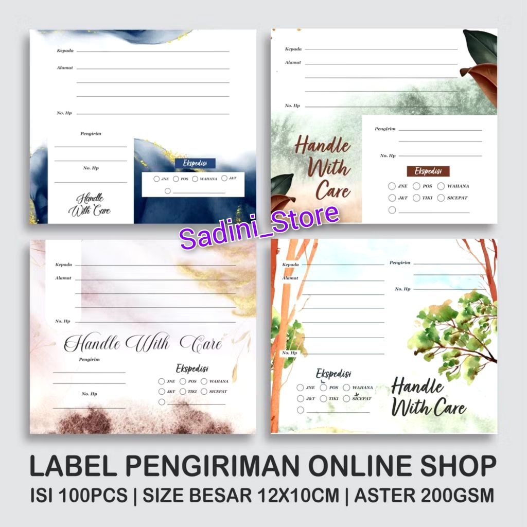 

ISI 100 PCS | LABEL PENGIRIMAN ONLINE SHOP | UKURAN BESAR 12x10CM | label pengiriman olshop | label olshop