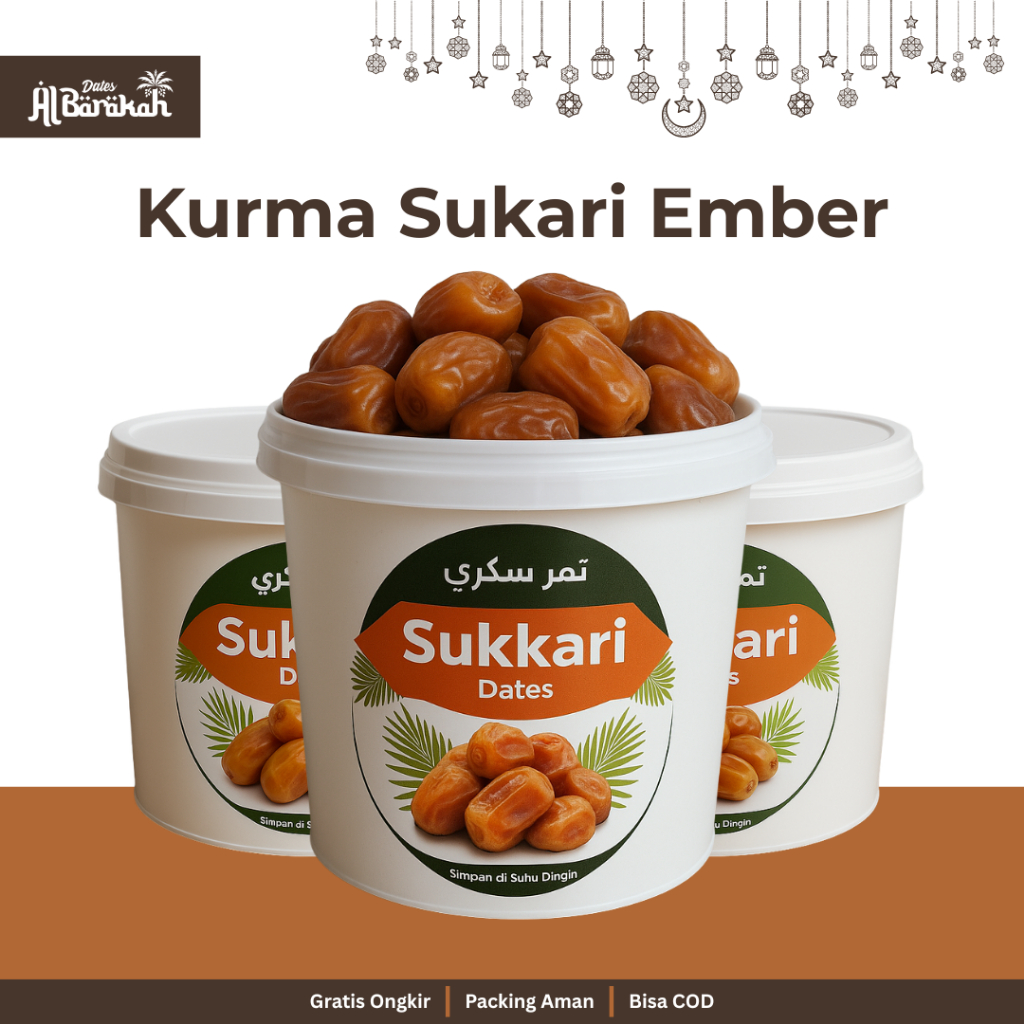

Kurma Sukari Kemasan Ember 500gr Tamr Sukkari Dates Original Manis Lembut dan Legit