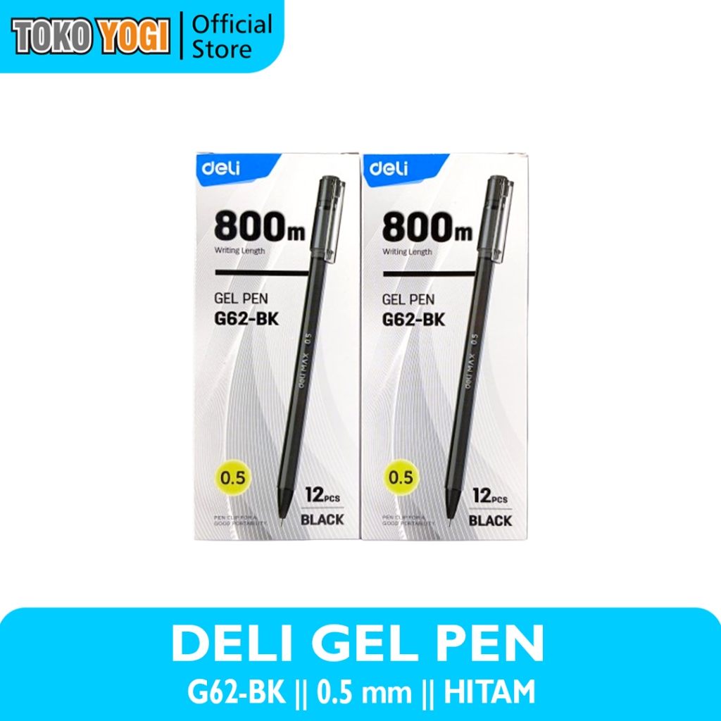 

DELI GEL PEN G62-BK 0.5mm HITAM || 1 PACK (12pcs)