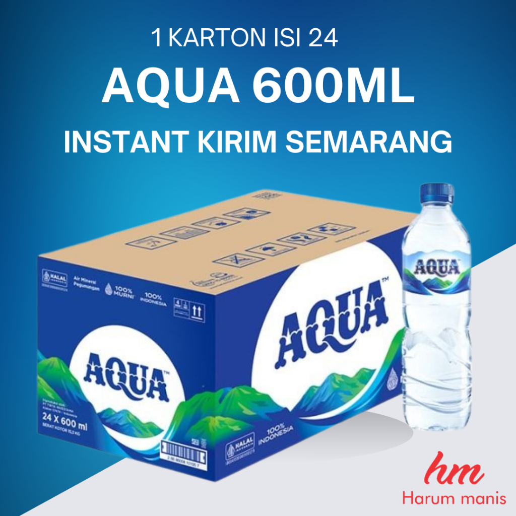 

Aqua AIr Mineral Botol 600ml 1 dus isi 24 Kirim Instant Semarang
