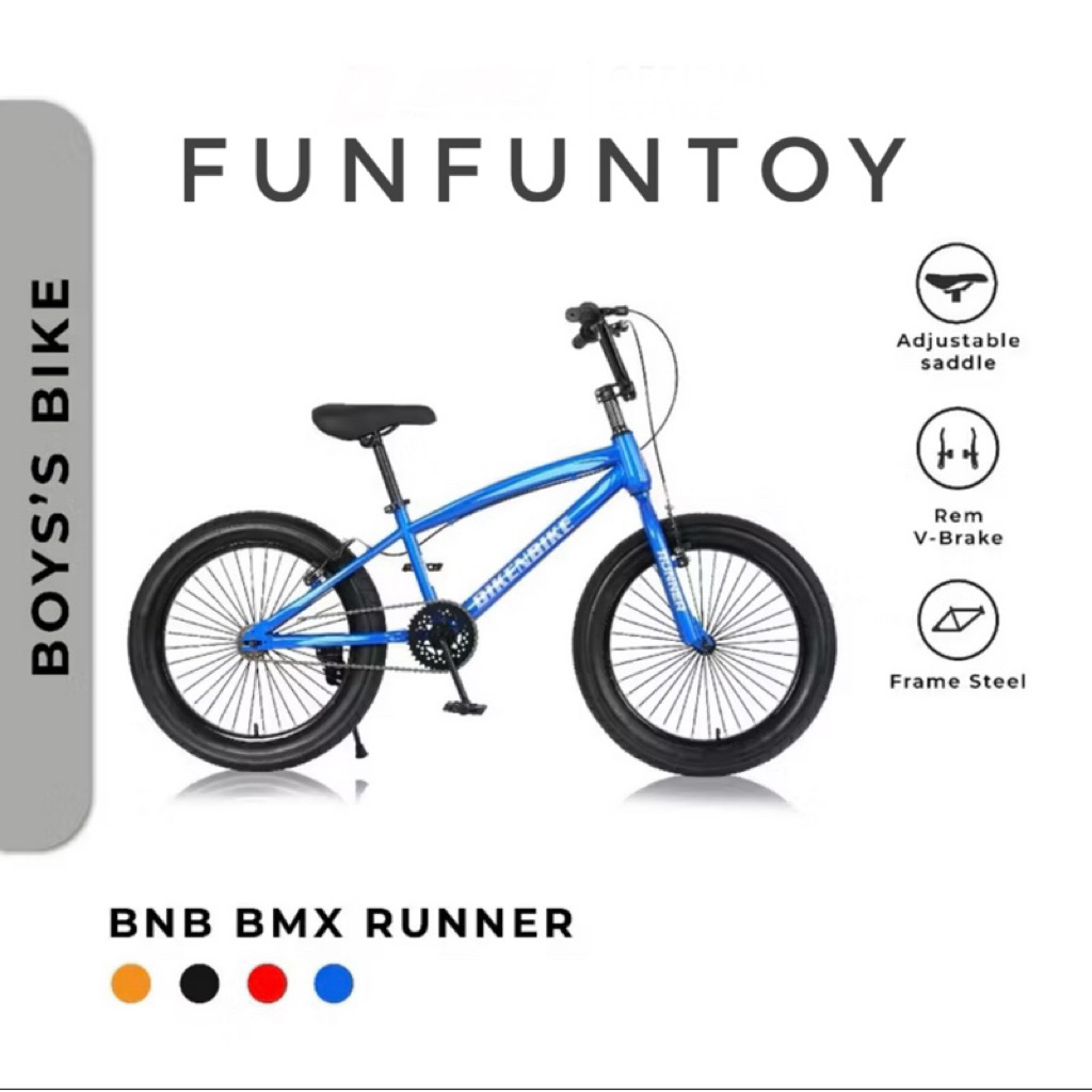 SEPEDA BMX 20 INCH TYPE RUNNER Ban 20 x 3.00 V-BRAKE Untuk Anak 9 Tahun Sampai Remaja - BikeNBike