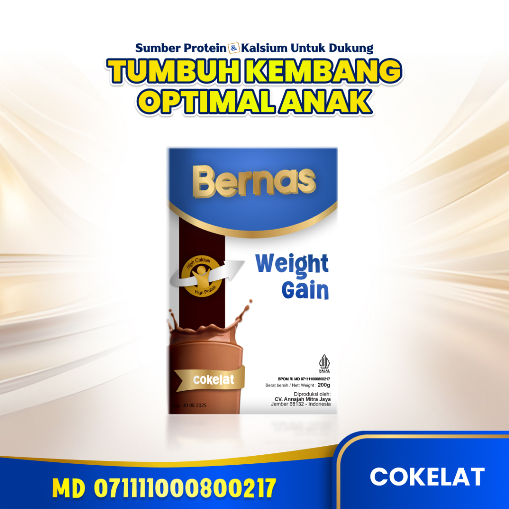 

BERNAS Rasa Cokelat Pertumbuhan Badan || Sumber Kalsium & Protein || Usia 2 Tahun sampai Dewasa