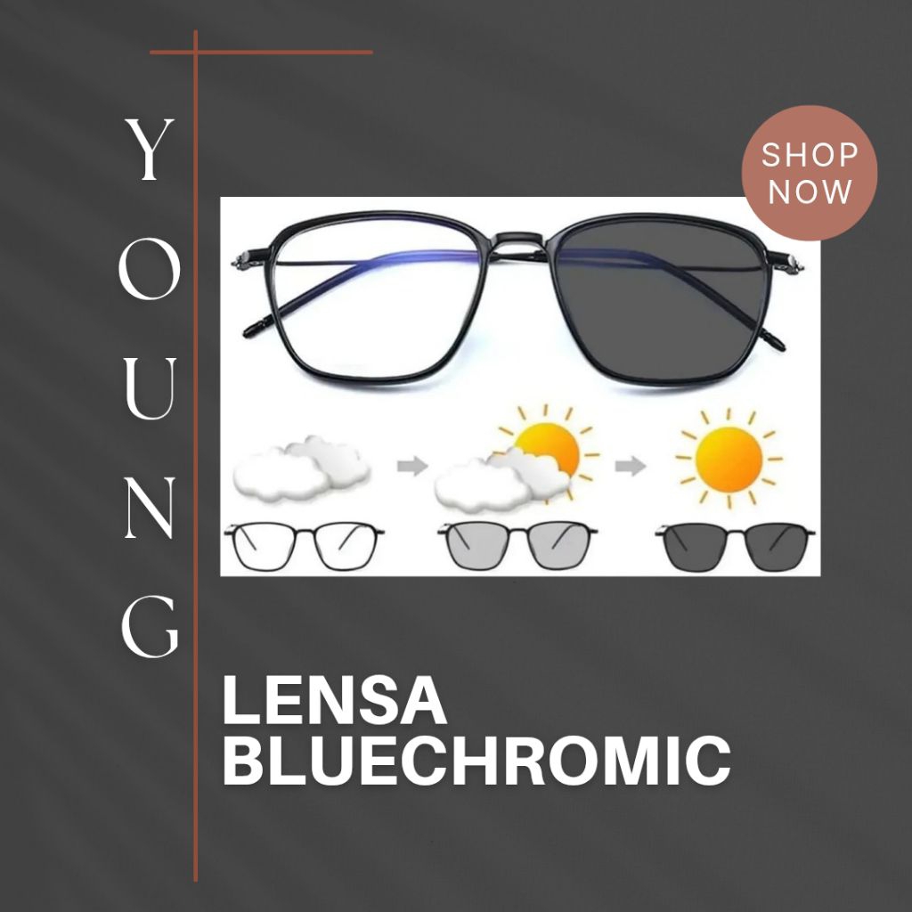 Lensa Bluechromic / Lensa Bluechromic Minus / Kacamata Anti UV/ Lensa Berubah Warna