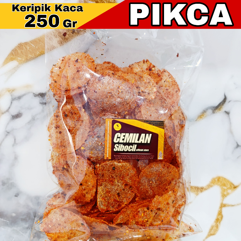 

PIKCA KERIPIK KACA Sibocil 250 gr Kripik Kripca Cemilan Singkong Gurih Makanan Pedas Jajanan Snack