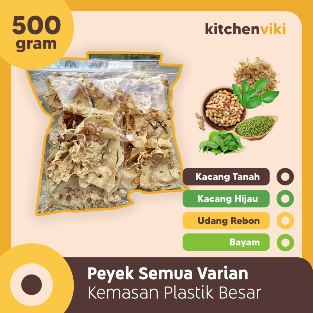 

Peyek Kacang Tanah, Rebon, Kacang Hijau dan Bayam Plastik Besar