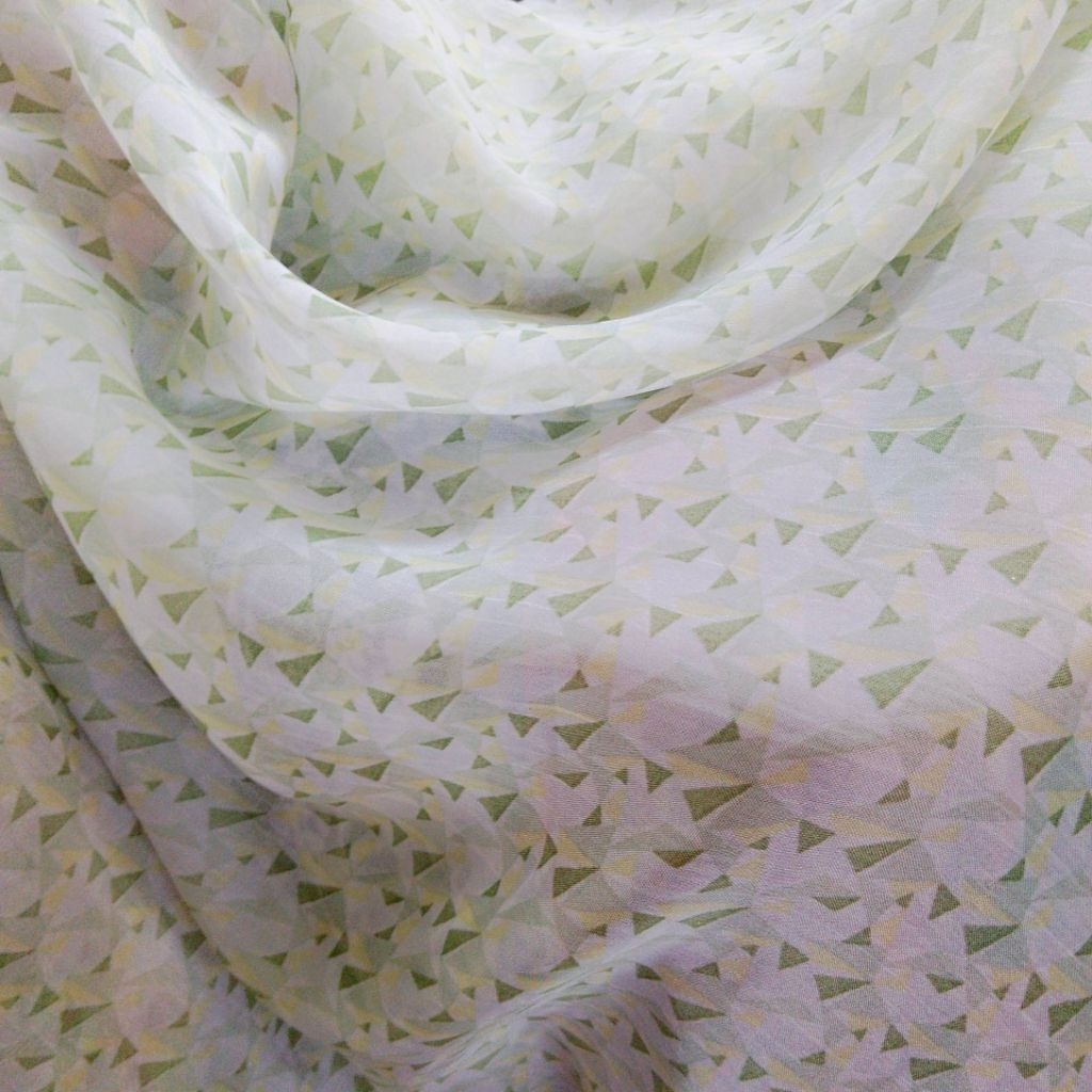 Sifon Sutra Printing Motif Segitiga Pastel - (LQ) - Kain Sifon Sutra Motif - Kain Sifon Motif - Kain