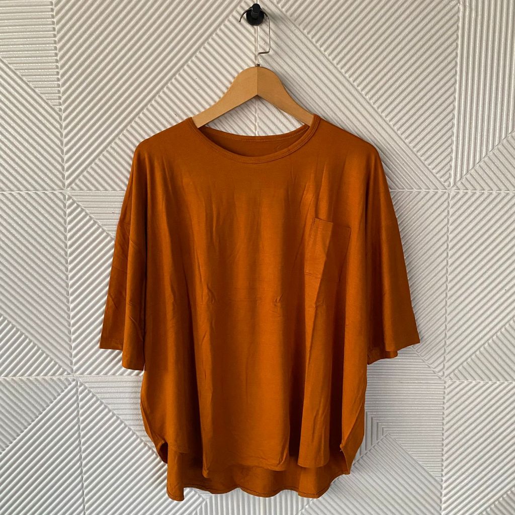 Atasan Kaos LD 140 Wanita / Kaos Oval Jumbo Big Size / Blouse Polos Saku Super Jumbo / Kaos Oversize