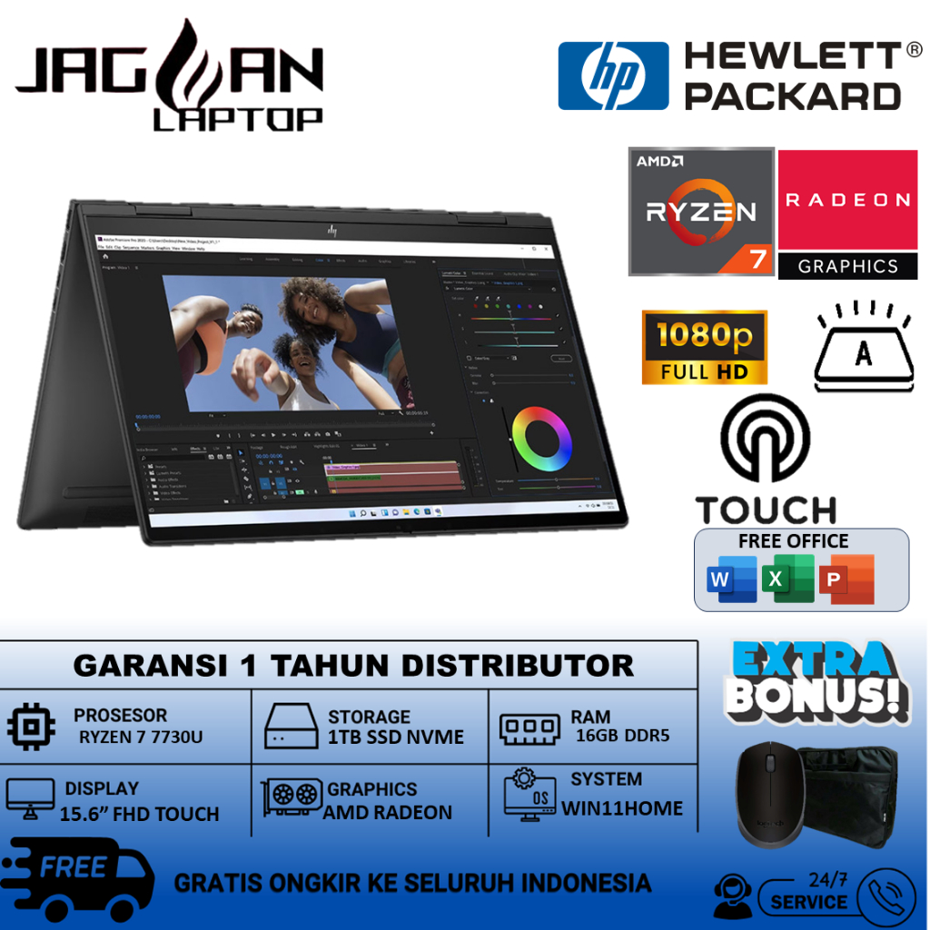 Laptop Flip 2in1 HP Envy X360 15 AMD Ryzen 5 7730U 16GB DDR5 1TB SSD Fhd Ips Touch Win 11 Home