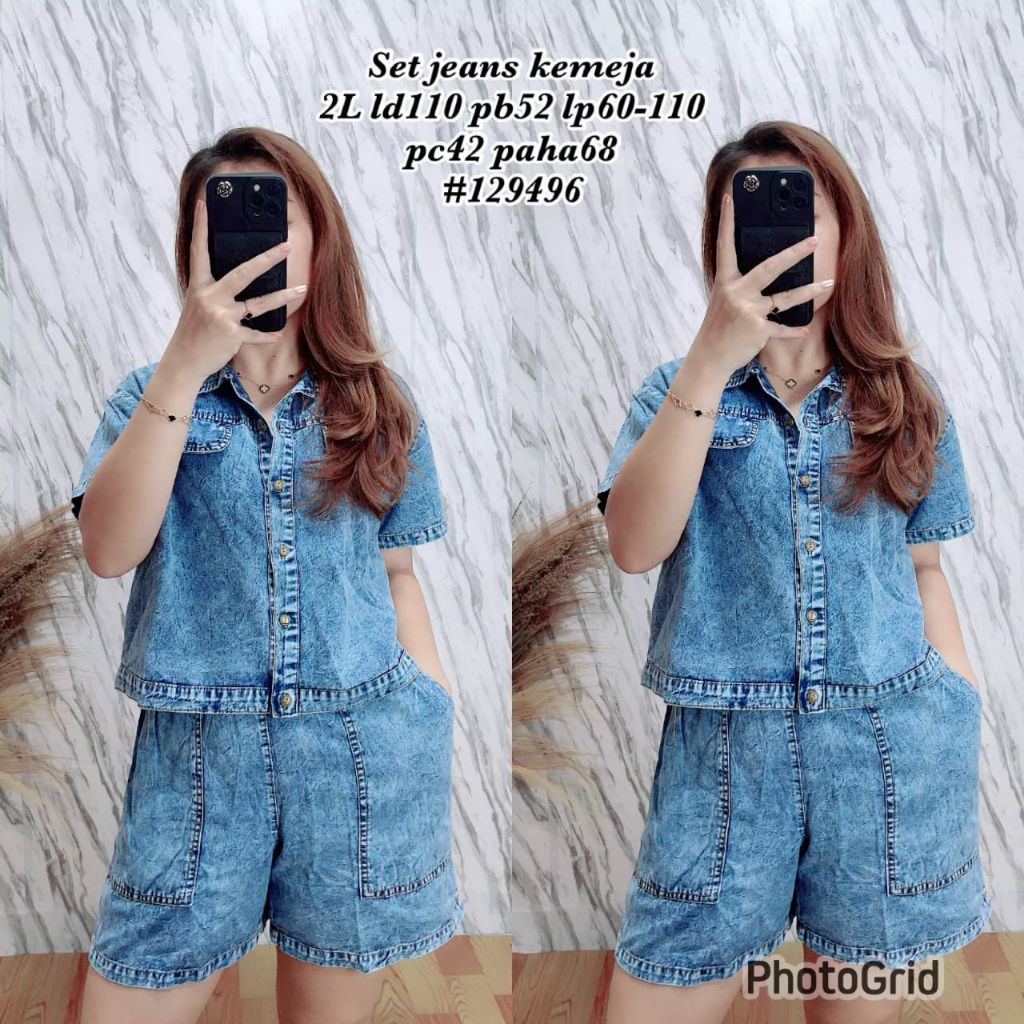 129496.SETELAN JEANS WANITA IMPORT♦️
