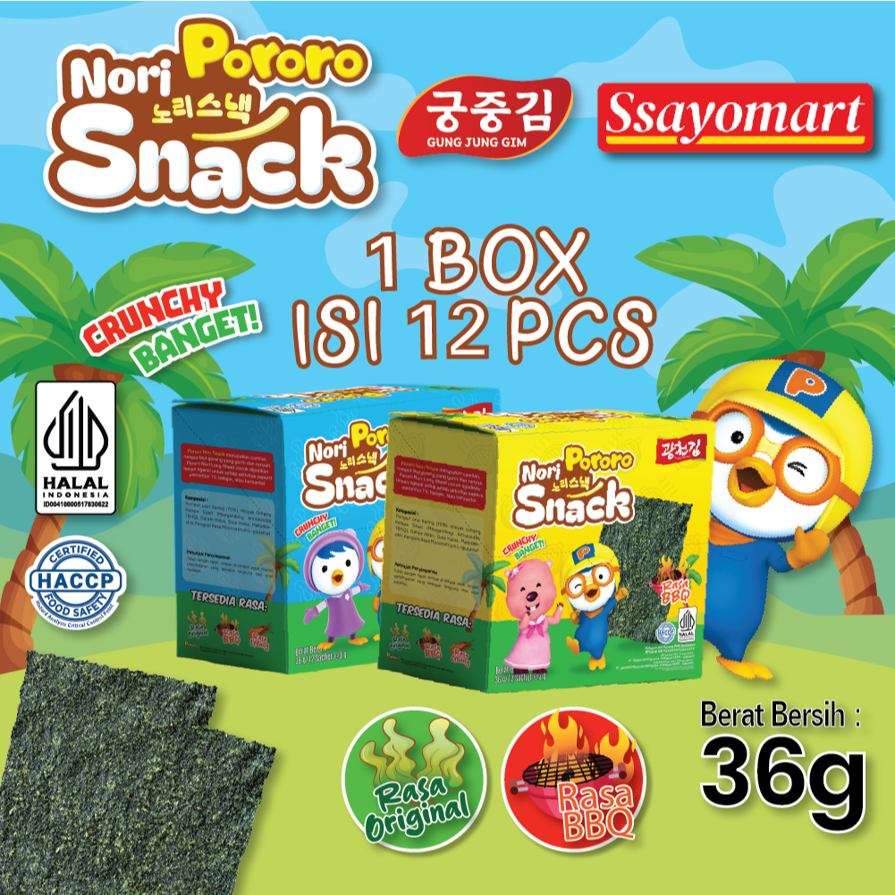 

(HALAL) PORORO NORI SNACK 1 BOX / PORORO NORI SNACK / SNACK RUMPUT LAUT 3 GR