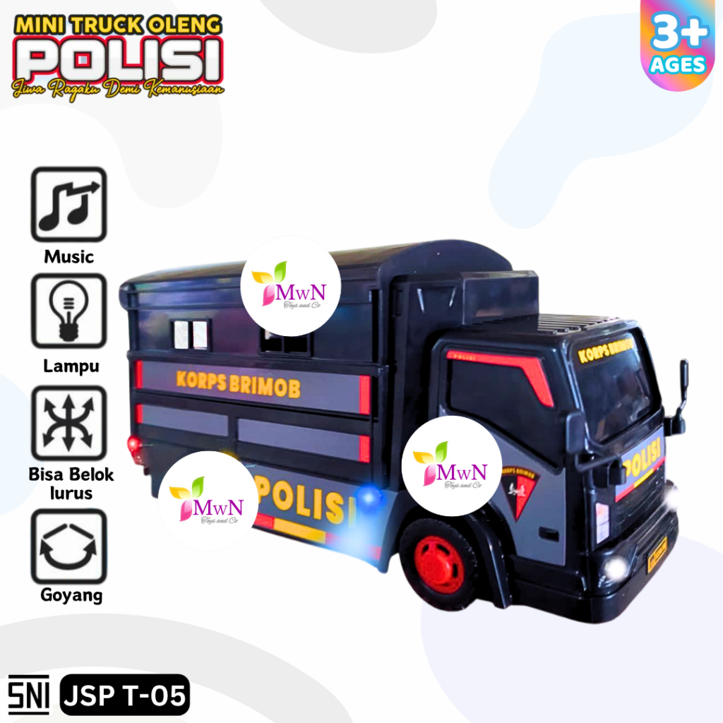 MWN Mainan Anak Basuri Mini Truck Oleng POLISI JSP Kode T-05