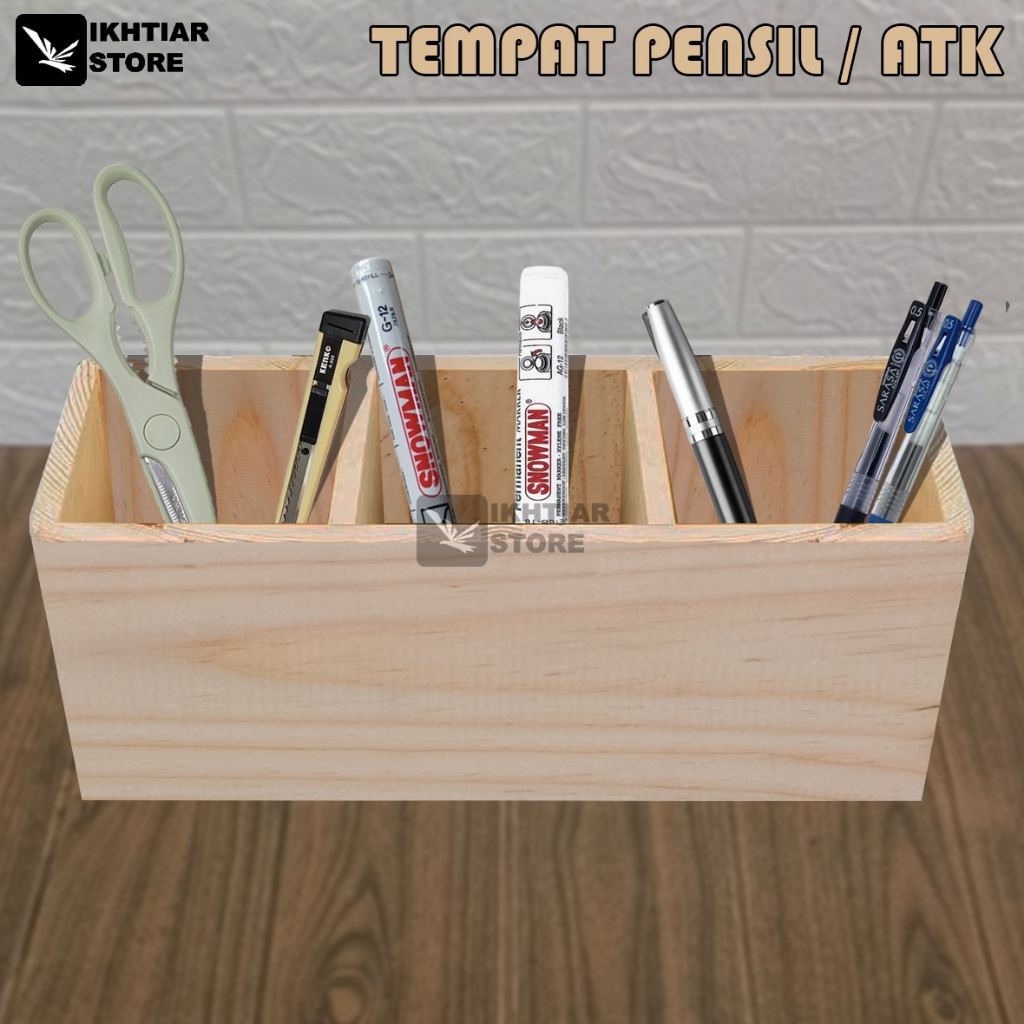 

Kotak ATK TEMPAT Pensil Kayu / Kotak Serbaguna / Tempat Sutil Kayu