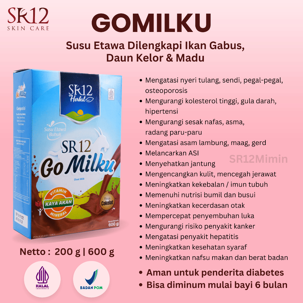 

SR12 Gomilku Coklat Susu Kambing Etawa Mengandung Daun Kelor Ikan Gabus Madu