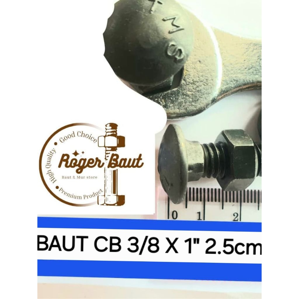 Baut CB 3/8 × 1" 2.5cm / kunci 15 Carriage Bolt / payung / pagarBaut CB / Carriage Bolt
Spesifikasi 