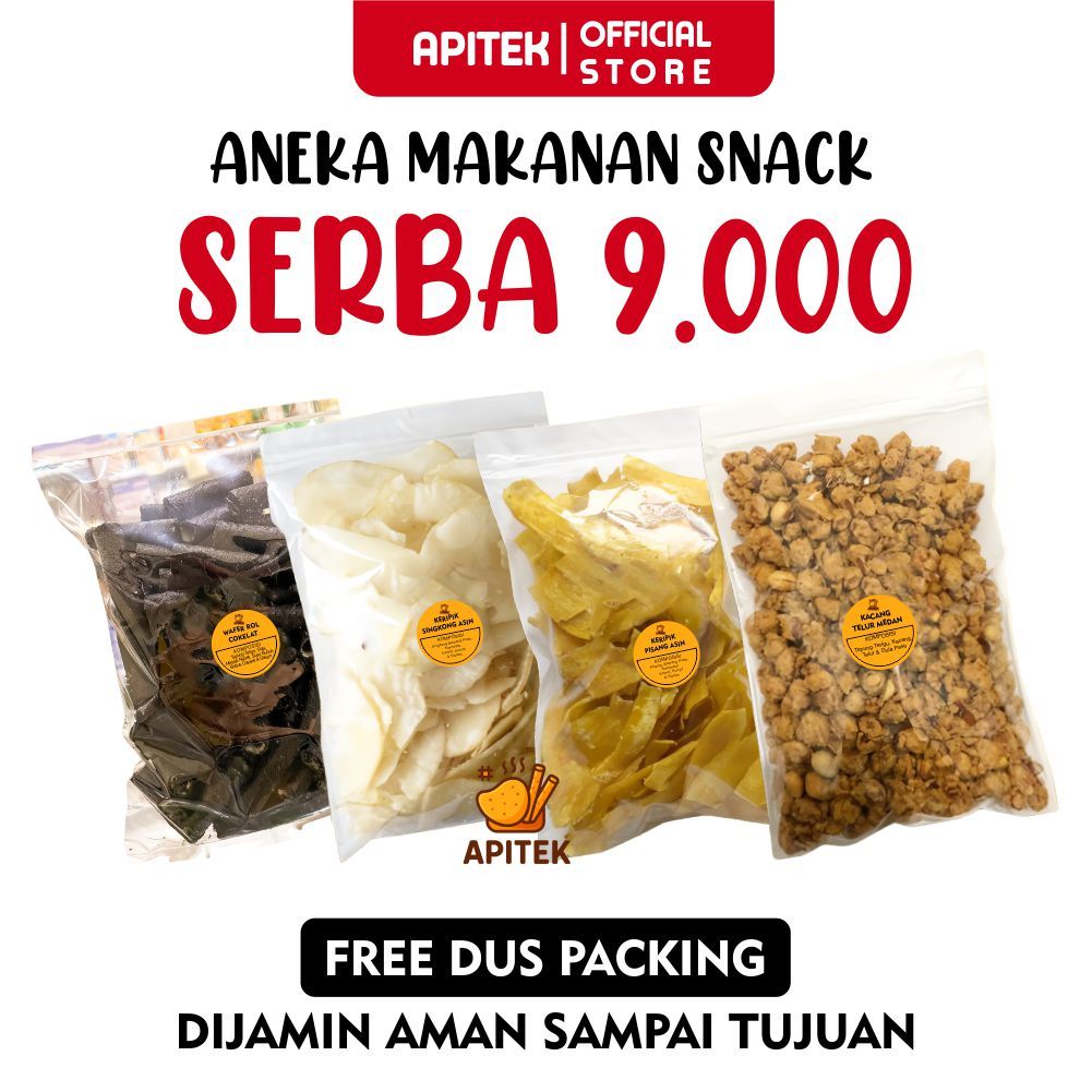 

Apitek Serbu Serba 9Ribu Snack Camilan Terlengkap Pedas Manis Gurih Snack Makaroni