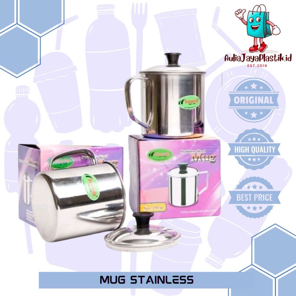 Mug Stainless Steel Komodo / Gelas Mug Tebal Besar, Sedang, Kecil Murah