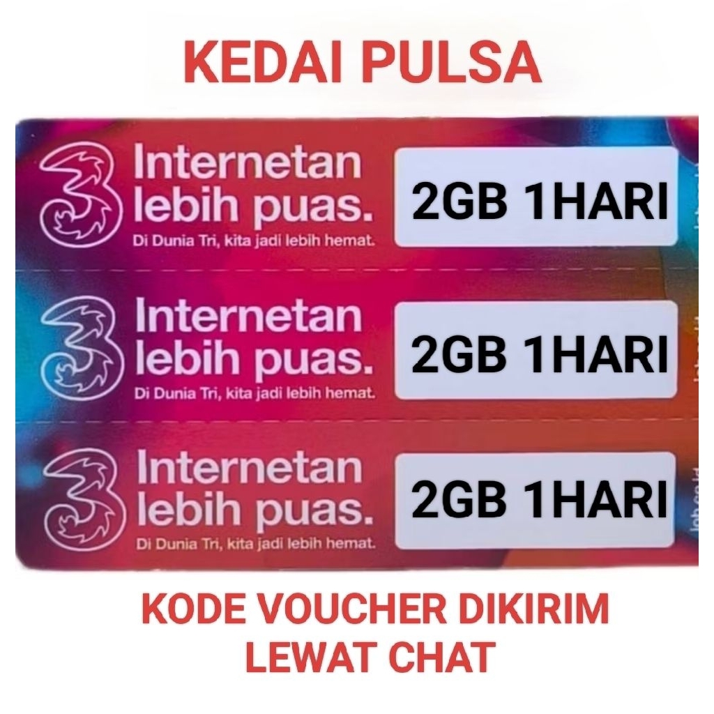 VOUCHER 3TRI MINI 2GB 1HARI ( KODE VOUCHER DIKIRIM LEWAT CHAT)