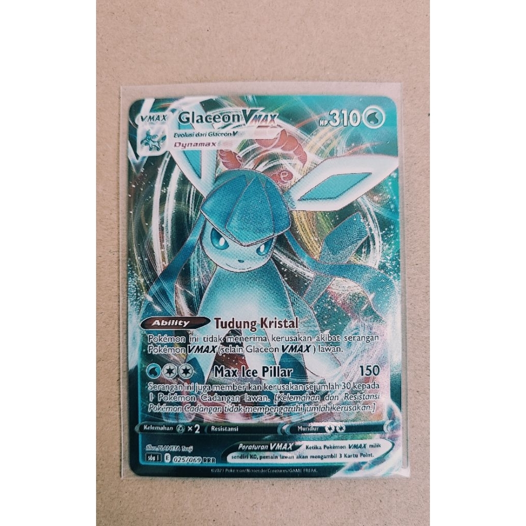 Eevee Heroes - Eevee Evolution Glaceon Vmax Bahasa Indonesia Trading Card Game