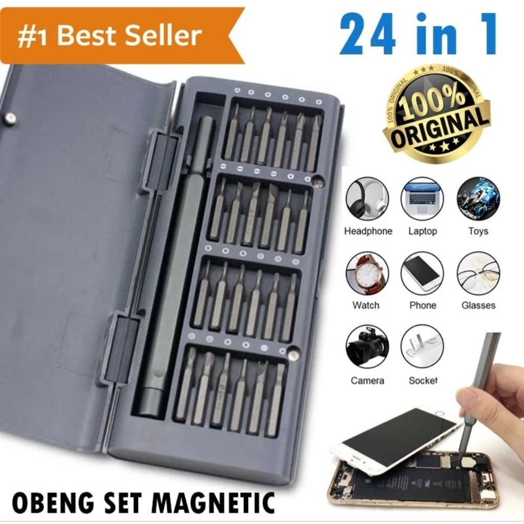 Set obeng magnet 24 in 1 obeng set magnet