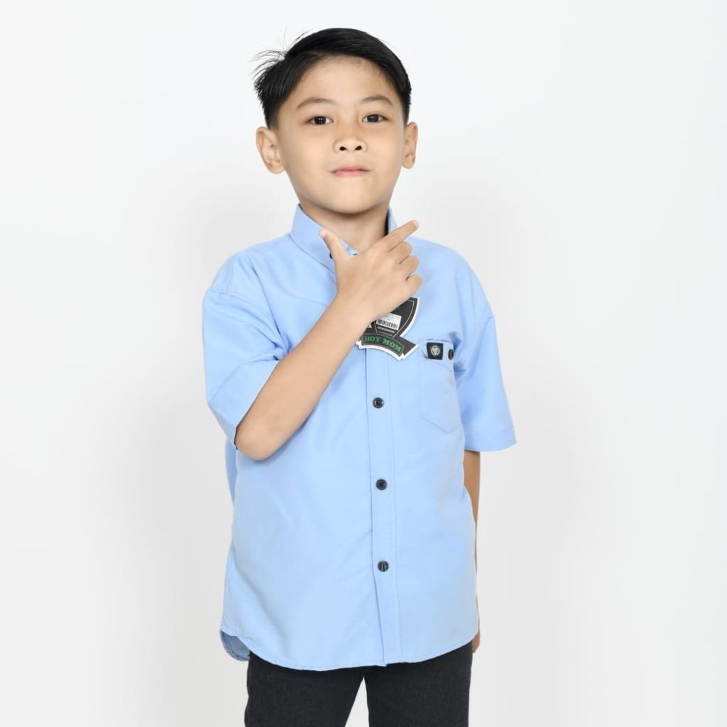 Kemeja polos Anak-Anak lengan pendek warna Soft blue / ICE BLUE