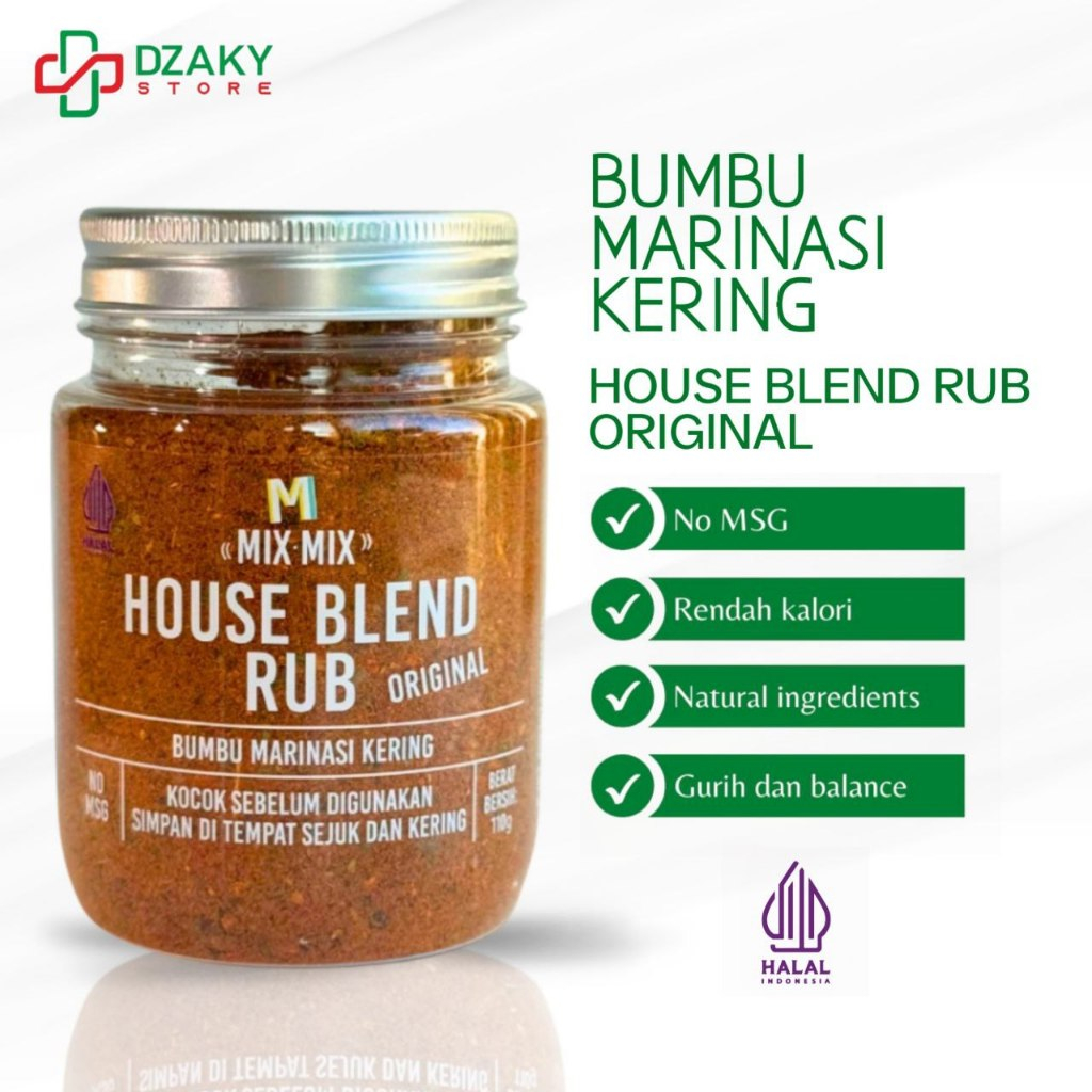 

Mixmix House Blend Rub Original Bumbu Marinasi Serbaguna No MSG Rendah Lemak Rendah Kalori 110 Gram