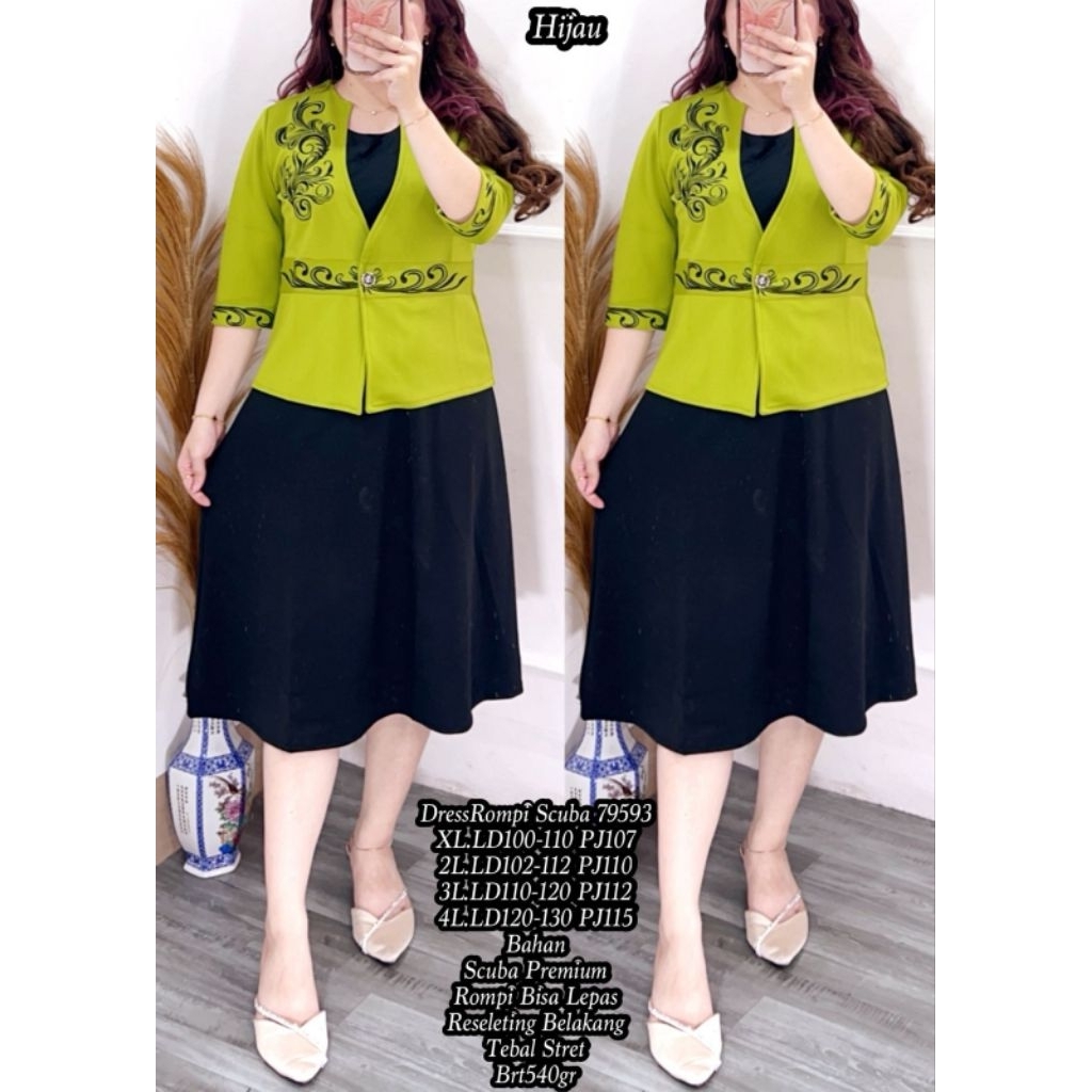 FER 79593 / ASD 70775 DRESS ROMPI SCUBA IMPORT / DRESS JUMBO WANITA / READY / REALPICT