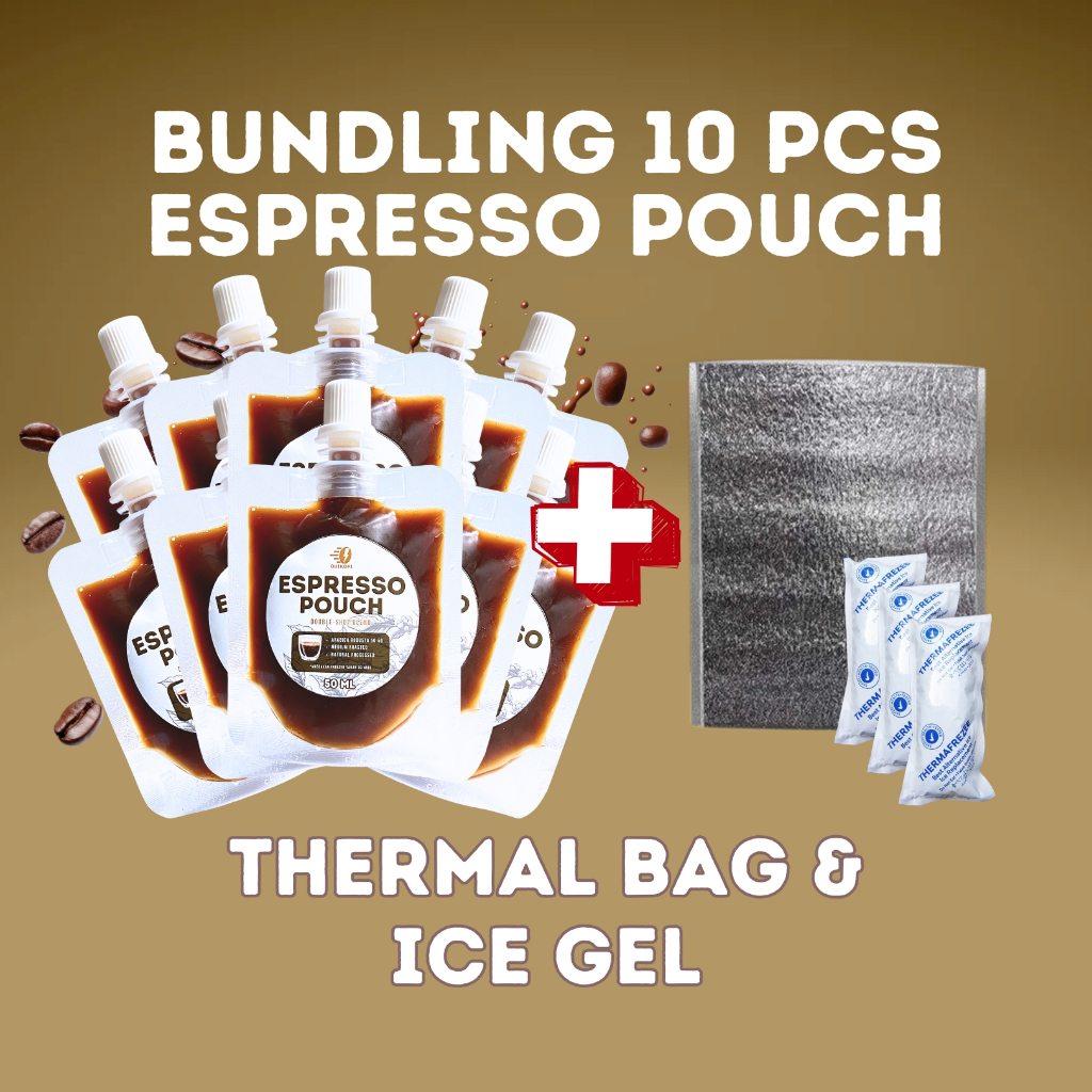 

QUIKOPI Bundling Espresso Pouch BLEND 10 pcs + Thermal Bag & Ice Gel - 100% Espresso 50 ML