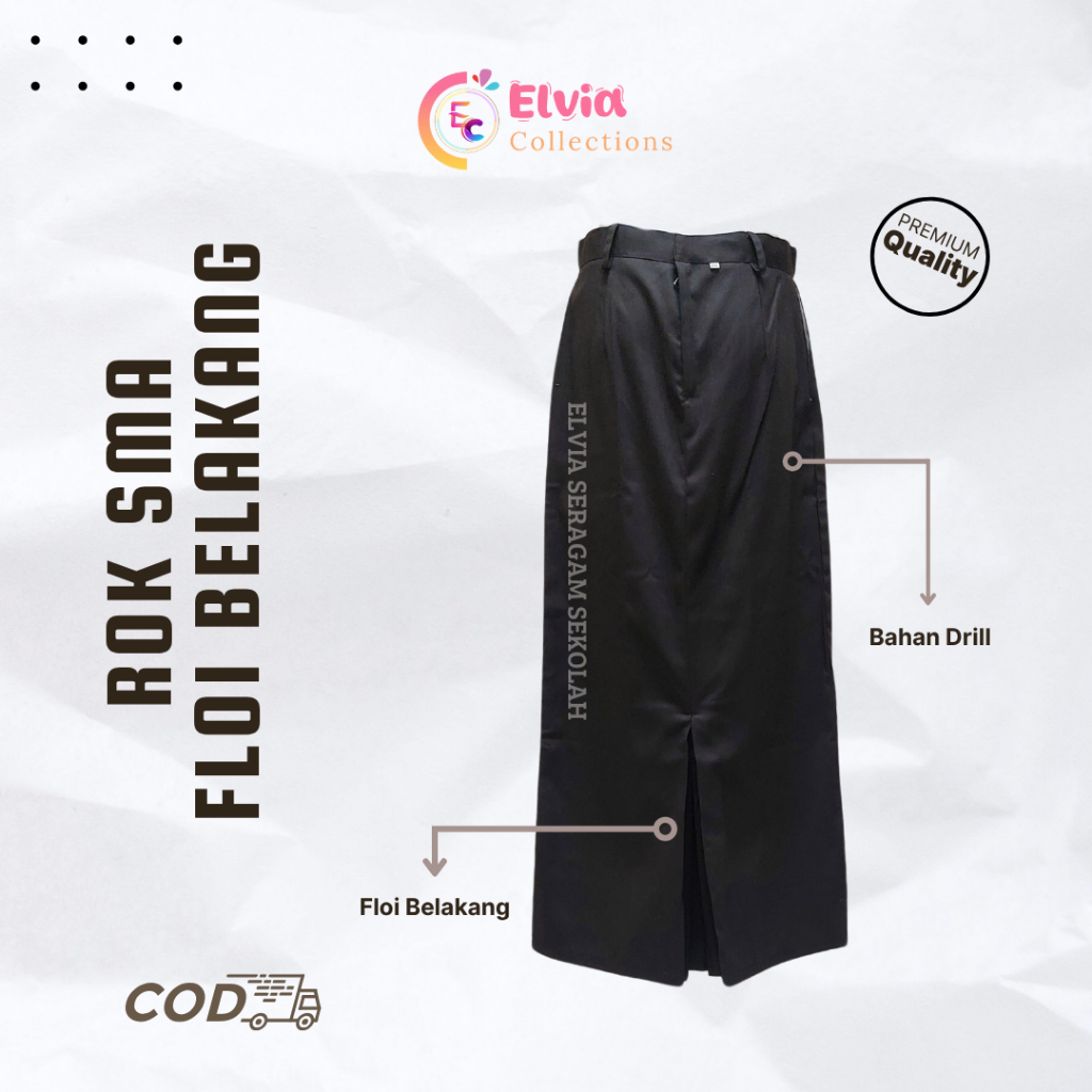 Elvia - Seragam Sekolah Rok Pramuka Belahan Belakang - Rok SMA Belahan Belakang