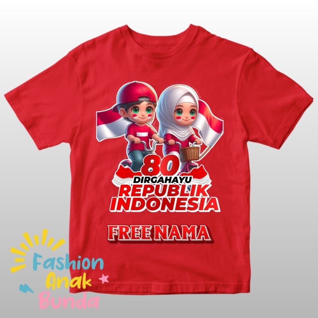 Kaos anak 17 agustus kemerdekaan RI ke-80 Baju merah putih buat lomba agustus(FREE NAMA)