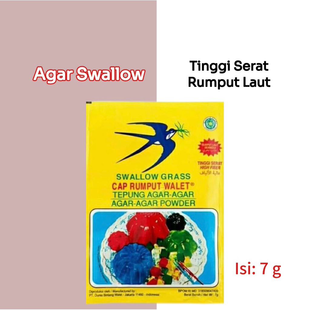 

Agar Swallow Tepung Agar-Agar kemasan 7g