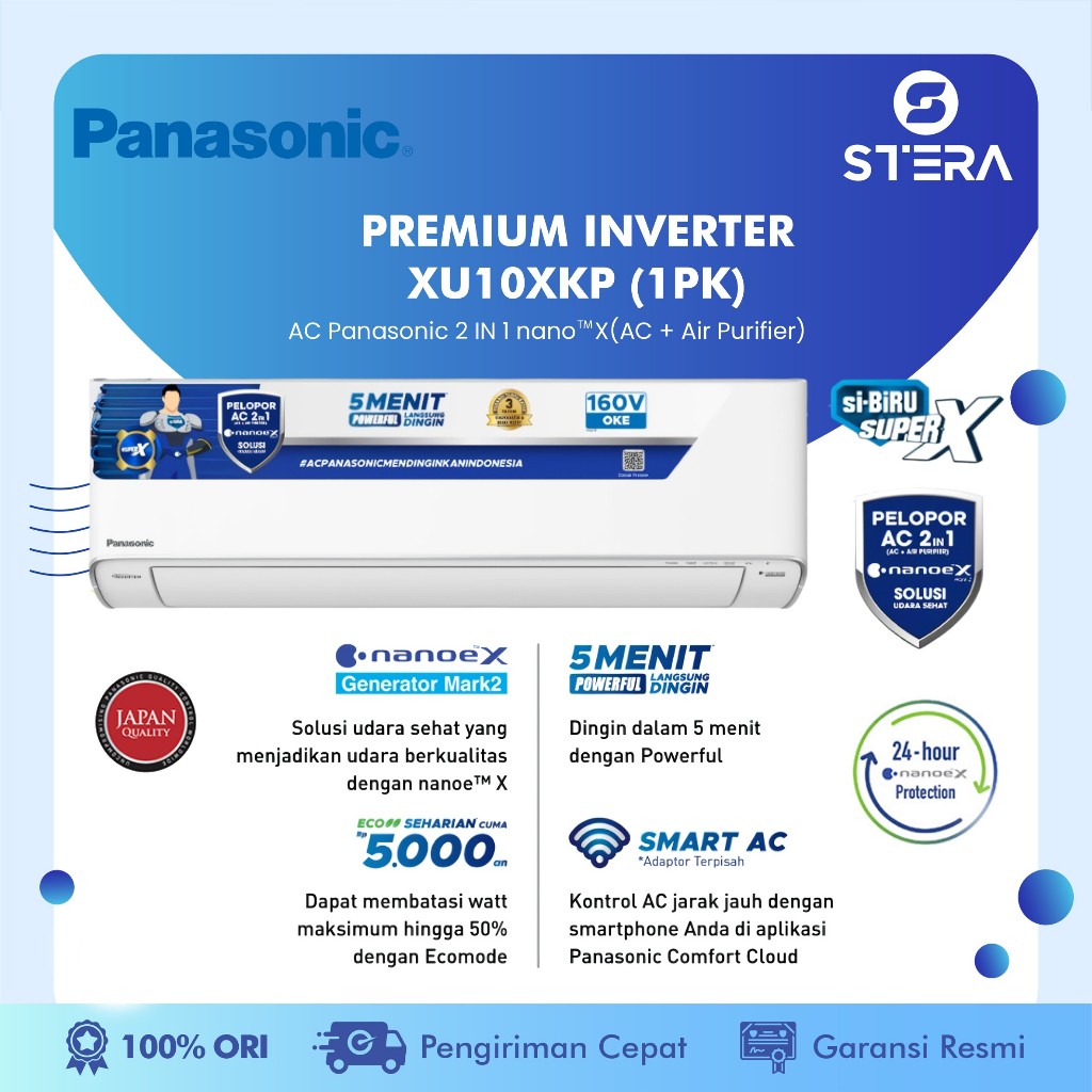 Panasonic CS/CU-XU10XKP AC Inverter + Nanoe-X + WLAN Built In [1 PK] / AC PanASONIC 1 PK