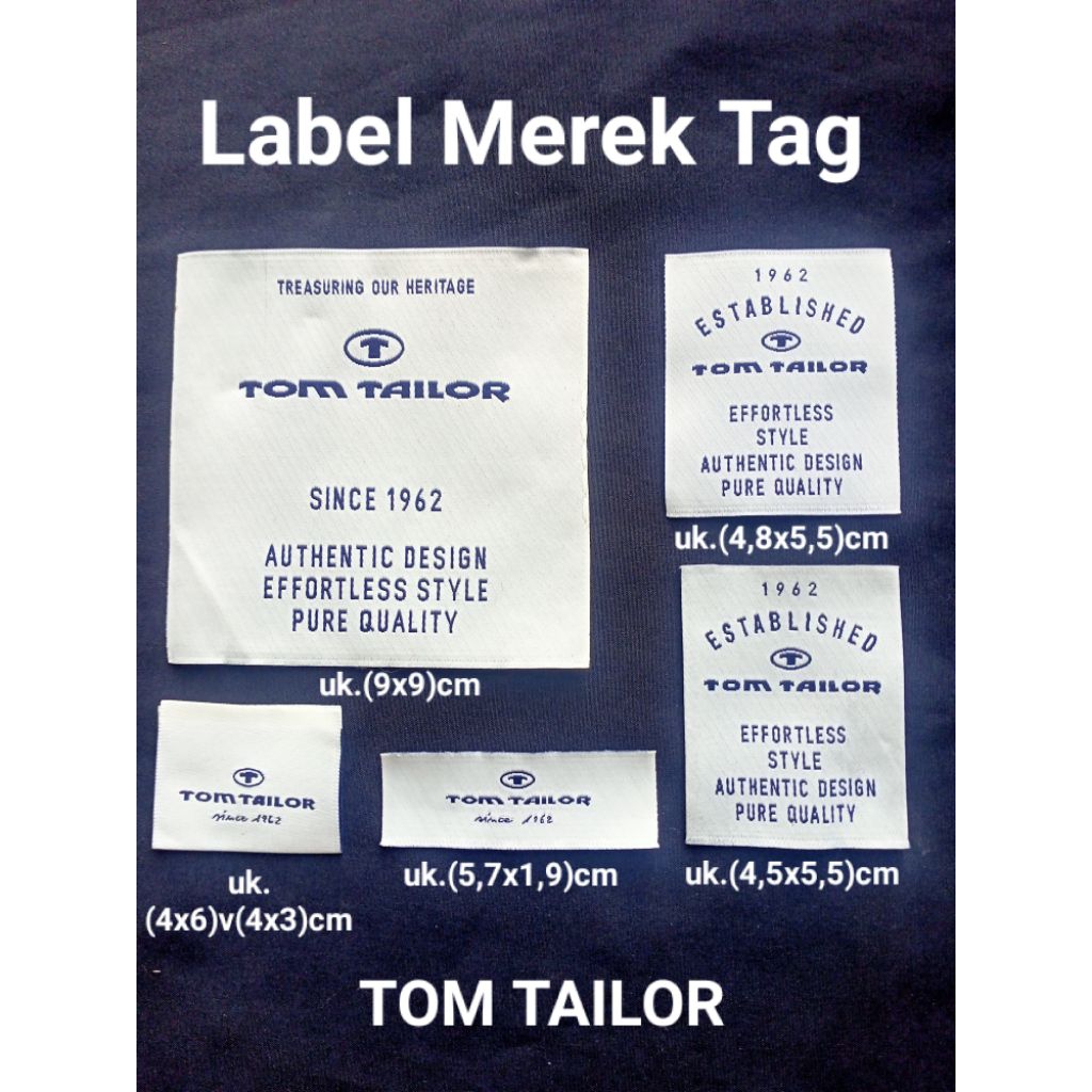 

label merek brand label (main) tag tom tailor ( paket isi 5 pcs )